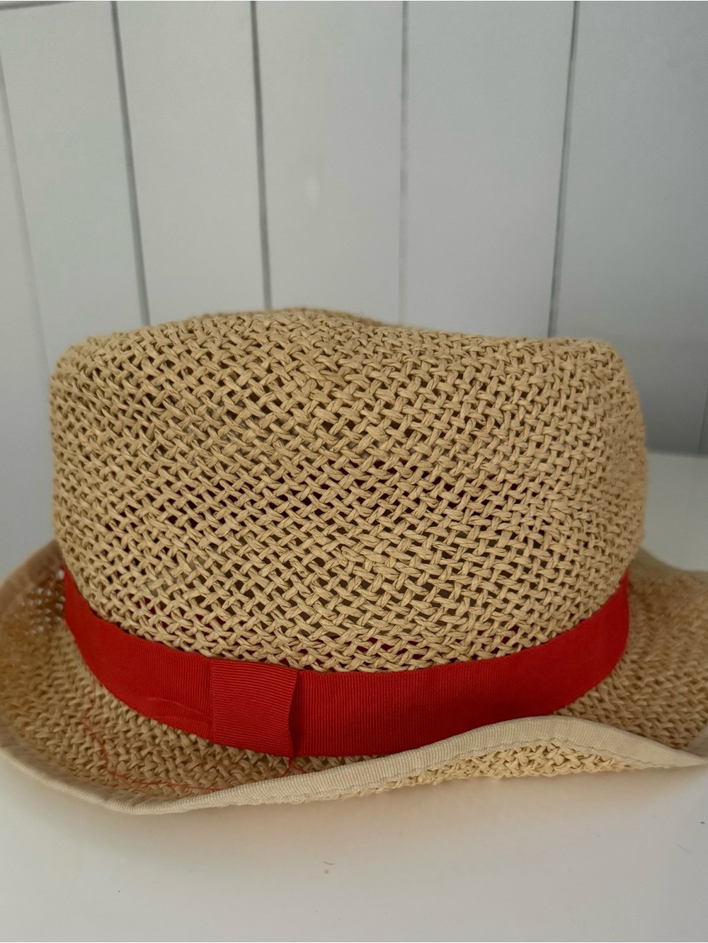 Tory Burch Beach Hat with red/ orange band